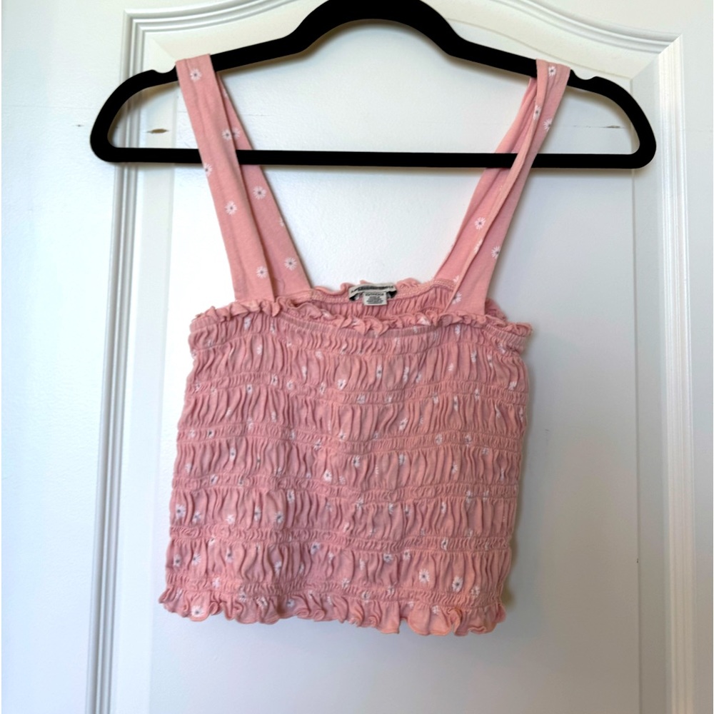 American Eagle flower crop top size XS peach/pink color